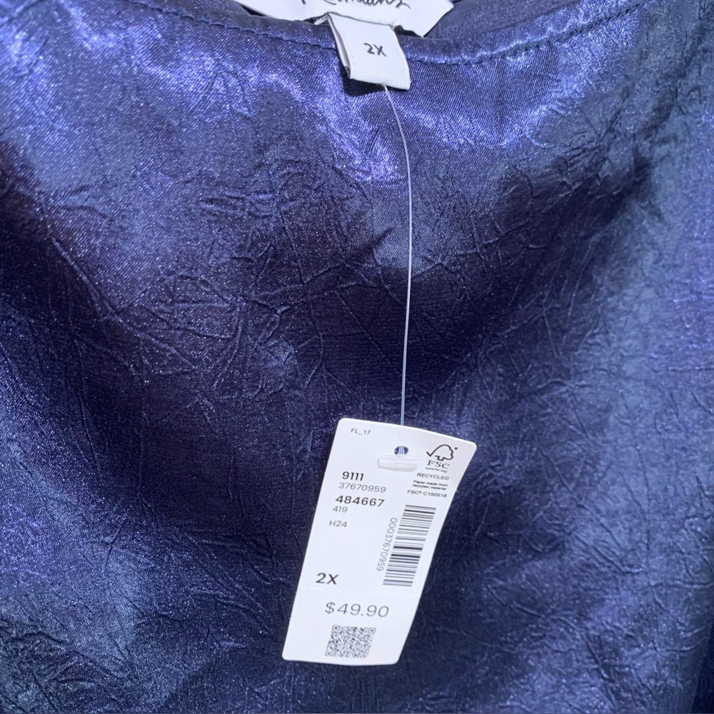 Elegant Blue Satin Top - Picture 7 of 10